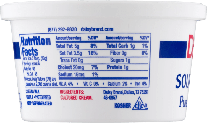 Sour cream nutrition facts