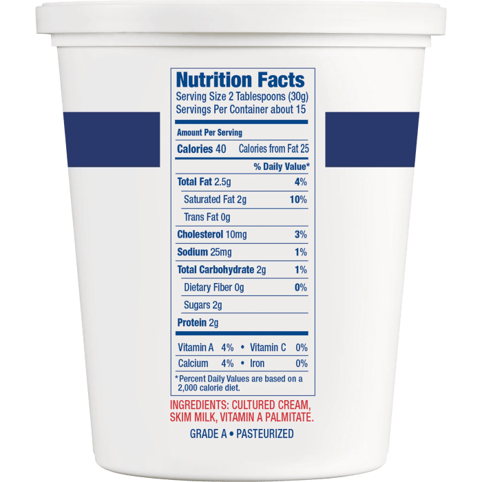 Sour cream nutrition facts